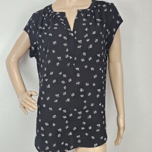 Fun 2 Fun Blouse Top Flutter Sleeves Crisp Polyester Blend Sz L Coquette Casual